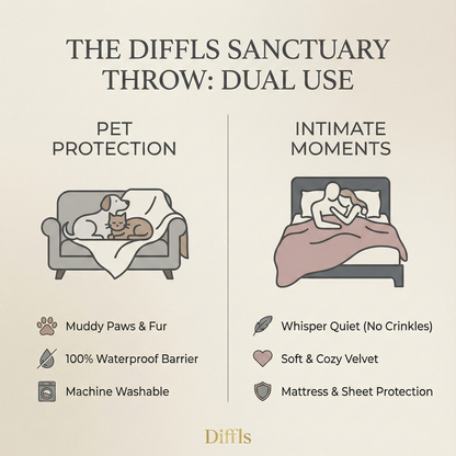 Waterproof Reversible Sherpa Throw | 100% Leakproof Furniture Protector for Bed & Sofa