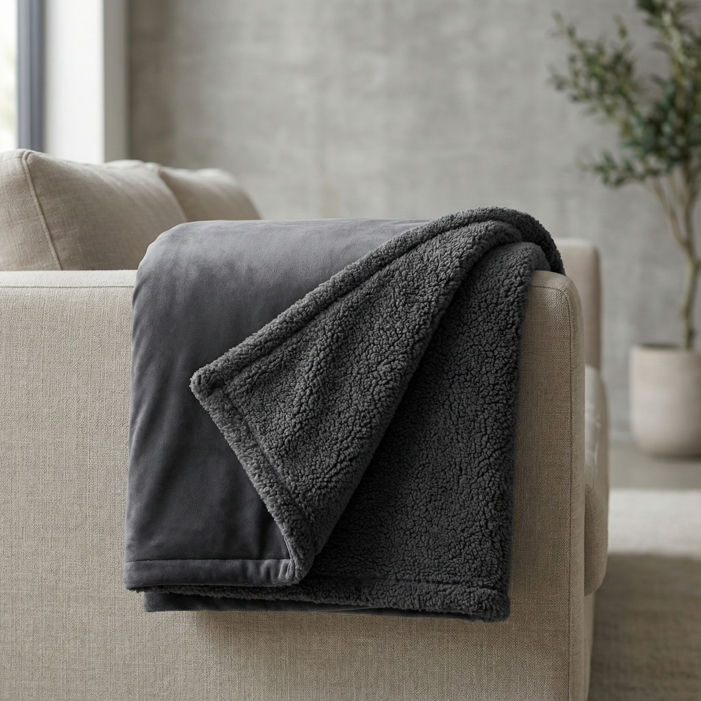 Waterproof Reversible Sherpa Throw | 100% Leakproof Furniture Protector for Bed & Sofa